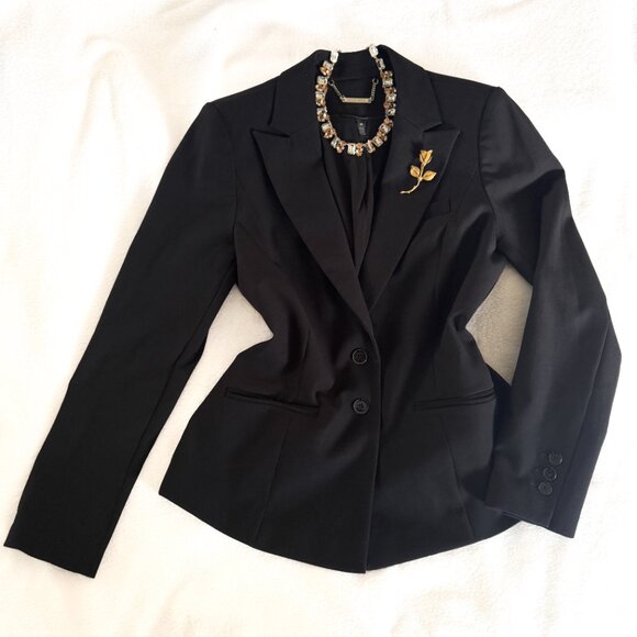 White House Black Market Jackets & Blazers - White House Black Market Stretch Blazer Jacket Black 2 Button Women's Size 10